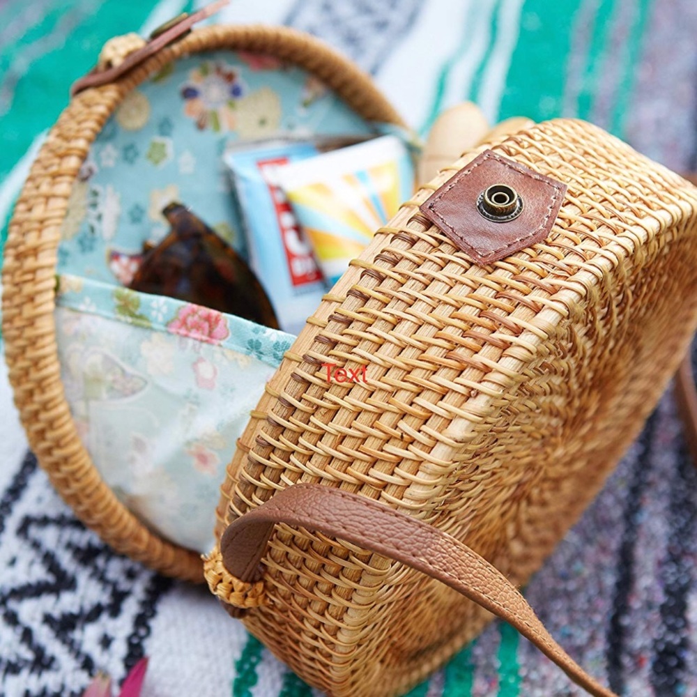 💕LAST  1 💕 Aquilina Bamboo Circle Rattan Bag - Picture 6 of 8